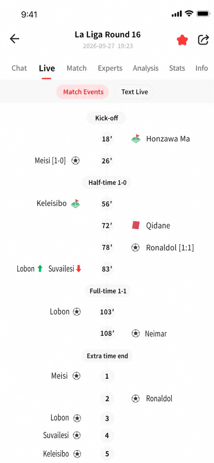 Livescore-Oberfläche 2